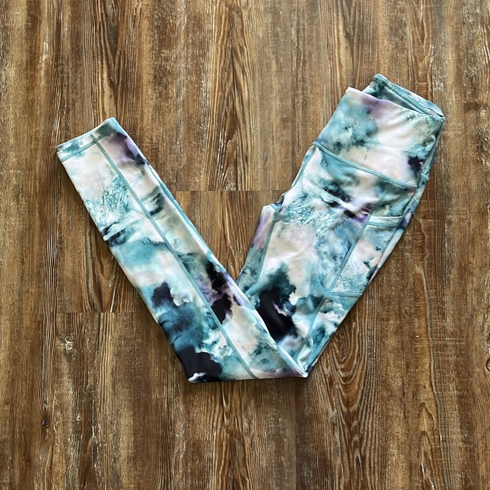 Gaiam Om High Rise Pocket 7/8 Leggings Tie Dye Athletic Workout